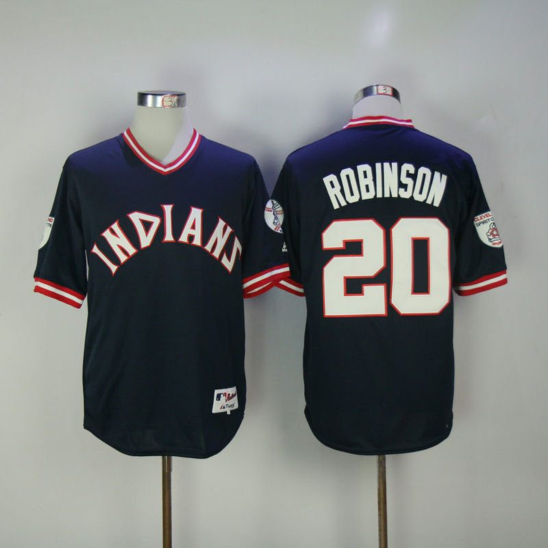 2017 MLB Cleveland Indians #20 Robinson Blue Throwback Jerseys